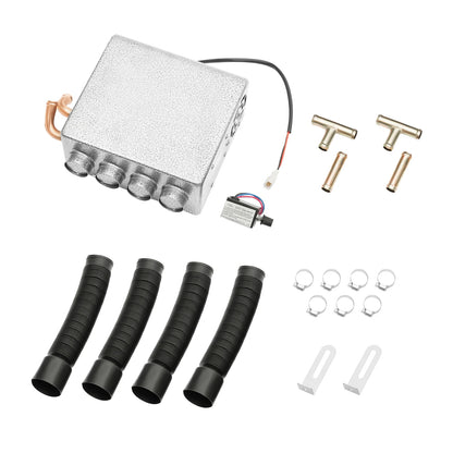 12V 4Way Truck Heater, 8A RV Heater Car Engine Hot Coolant Auto Car Heater, Fast Heating for Cars, Trucks, Ships
