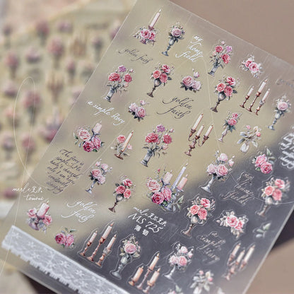 1Sheet 5D Soft Embossed Relief Nail Stickers Cute Daisies Self Adhesive Slider Stickers Press On Nails DIY Japanese Nail Art Dec