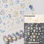 5D Cute Rabbit Love Heart Peach Blossom Flower Yellow Nail Art Stickers Bowknot DIY Self Adhesive Rhinestone Manicure Decals