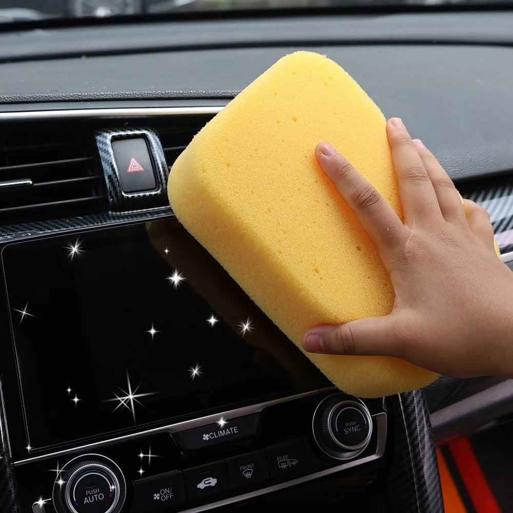Large Car Wash Sponge Multi-Purpose High-Density Yellow Honeycomb Sponge Block for Automotive Detailing Waxing Seam Cleaning