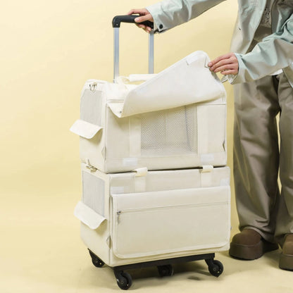 Pet Carrier with Telescopic Handle Soft-Sided Pet Carrier Trolley Travel Bag Portable Long-Lasting for Cats, Outings