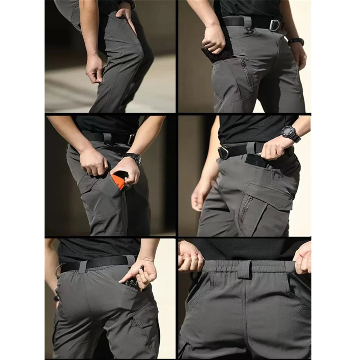 Black Cargo Plus Size Men's Elastic Tactical Pants Camping Hiking Fishing Trekking Climbing Outdoor Trousers Quick Dry Sports