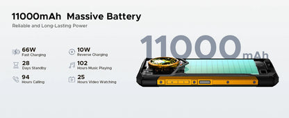 DOOGEE S200 Ultra 5G Rugged Phone 48GB+1TB 6.72'' 120Hz Display 11000mAh Battery 66W NFC Dimensity 7400 Android 15 Smartphone