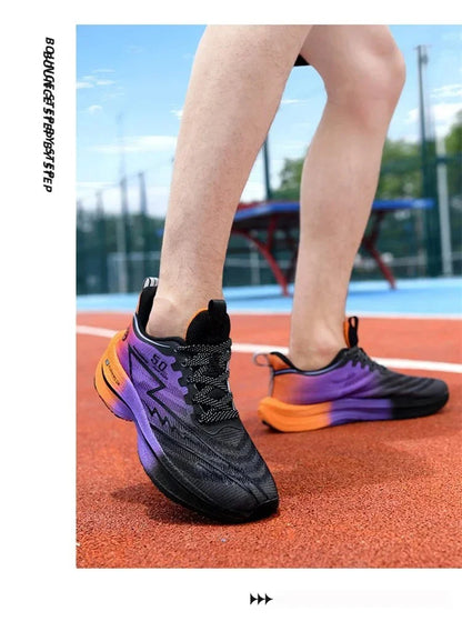 Brand Men's Carbon Plate Running Shoes Soft Cushion Shock Absorbing Sports Shoes Unisex Sneakers Light Anti-Slip Training Shoes