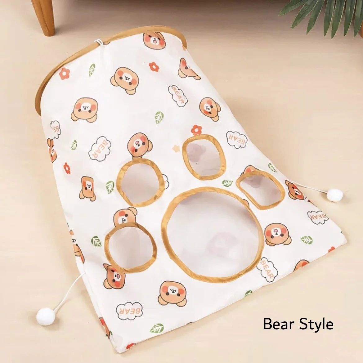 Collapsible Cat Tunnel Bag with Hanging Toys, Interactive Peekaboo Cat Play Tent, Foldable Cat Hideaway for Indoor Cats Boredom