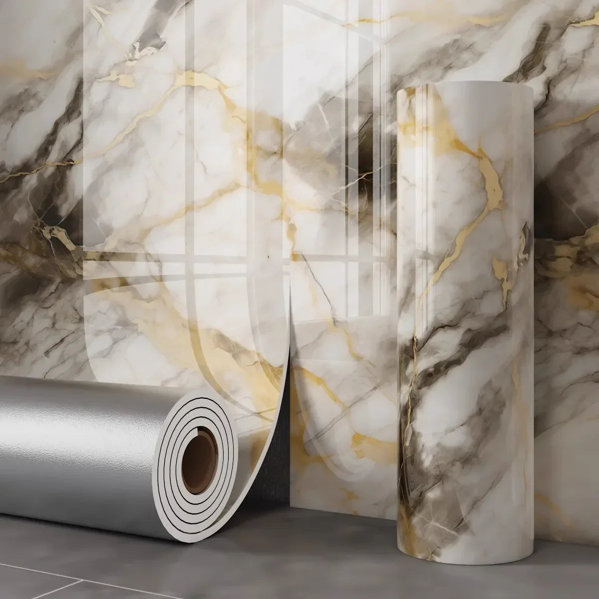 3D Wall Panels Self-Adhesive Wallpapers Marble Foam Thickened Wall Stickers for Ceiling Showers Bathrooms Living Room Decoration