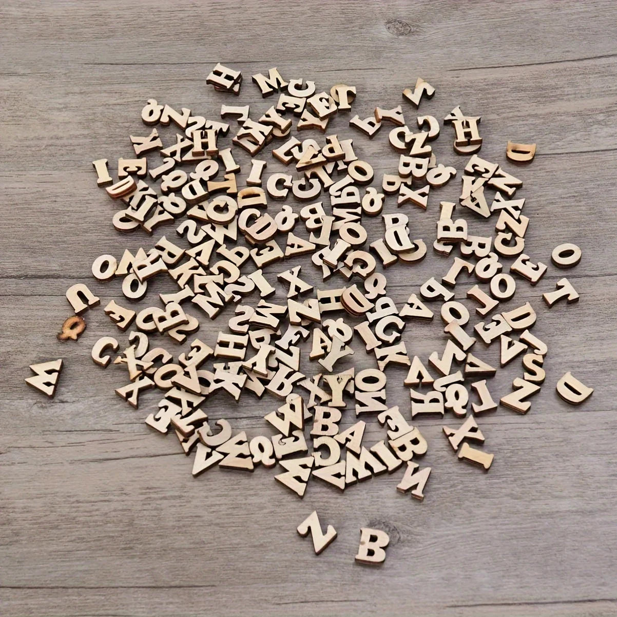 100Pcs Mixed Wooden A Z Letters  Wooden Numbers Letters Wood Letters for DIY Craft Wedding Party Home Decoration(English Letter)