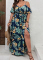 Plus Size Large Size Fashion Floral Print Women's Strap Dress Comfortable Casual Long Skirt Polyester Fabric Commute Style Th...