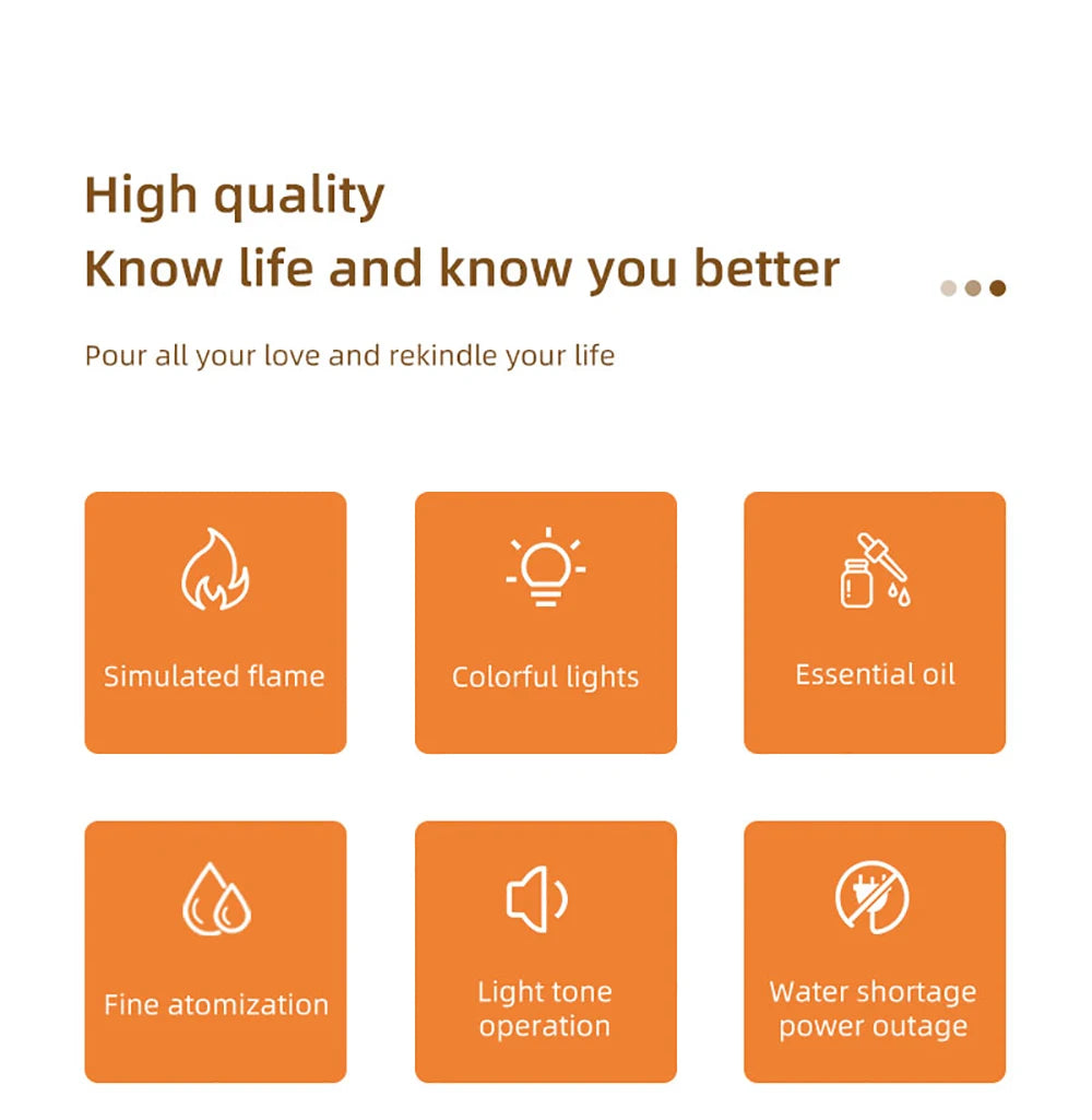 Air Humidifier Essential Oils Diffuser Flame Aroma Humidifier Home Automatic Fragrance Mist Maker With RGB Light