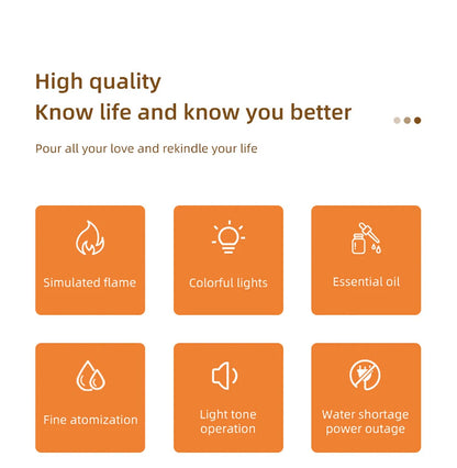 Air Humidifier Essential Oils Diffuser Flame Aroma Humidifier Home Automatic Fragrance Mist Maker With RGB Light