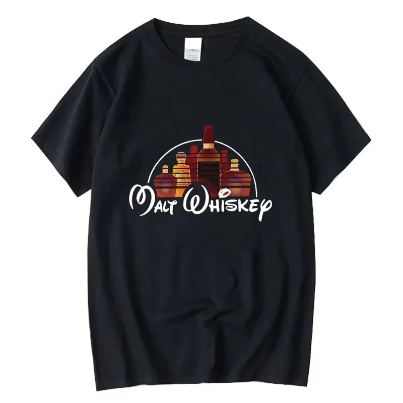 Summer Men T-shirt Cotton Blend Funny Malt Whiskey Print Summer Loose O-neck Cool T Shirt for Men Short Sleeve T-shirt Male Tee