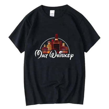 Summer Men T-shirt Cotton Blend Funny Malt Whiskey Print Summer Loose O-neck Cool T Shirt for Men Short Sleeve T-shirt Male Tee