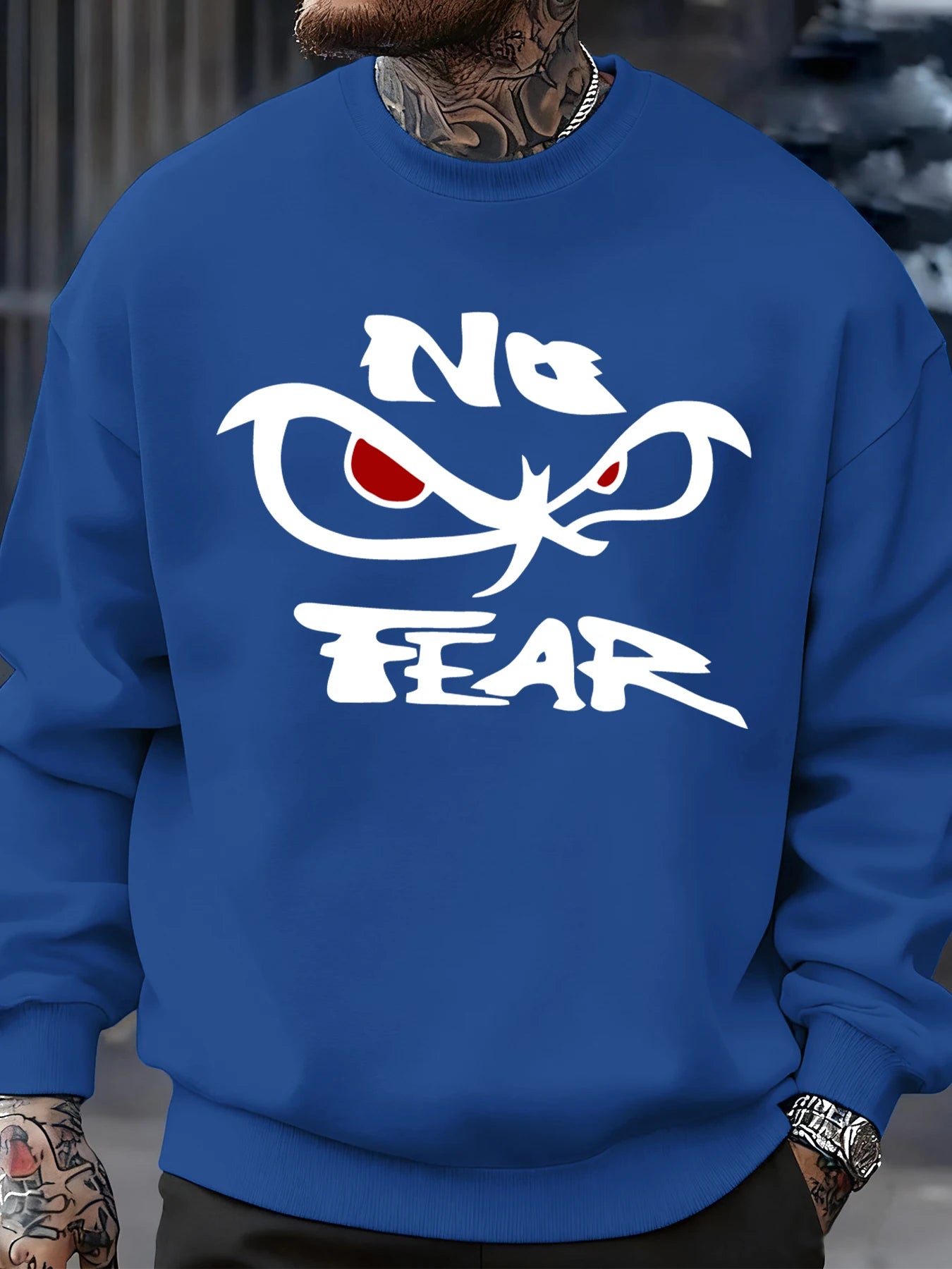 No Fear Determined Gaze Prints Mens Pullovers Soft Casual Sweatshirts Autumn Oversize Streetwear Crewneck Fleece Clothing Unisex