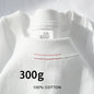 Beige 300g Heavyweight Cotton T-shirt, Loose Summer Round Neck Basic Tee for Men & Women