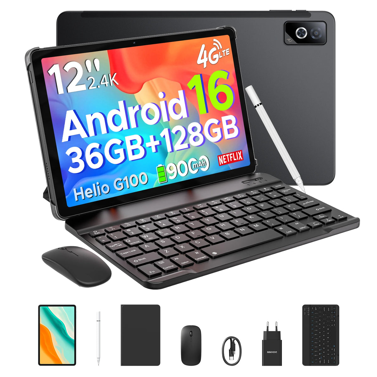 DOOGEE Tab G6 Pro Tablet PC Android 16 Gemini AI 12'' 2K Display 9000mAh Battery 8GB  RAM 128GB ROM Ultra-thin Body Smart Pad