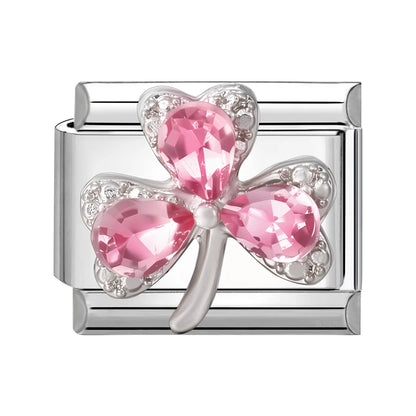 Zircon Pearl Heart Bow Candy Flower Butterfly Italian Charm Links Fit 9mm Stainless Steel Bracelet Personalized DIY Making Gifts