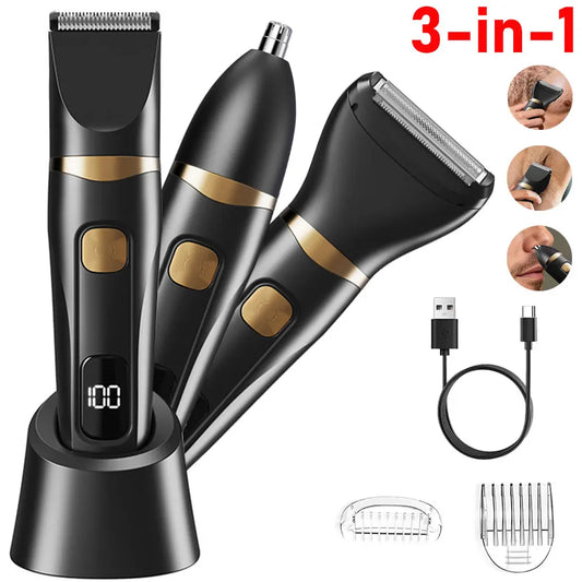 Electic Shaver for Men USB Rechargeable Beard Shaving Machine Waterproof Portable 3in1 Facial Electic Hair Nose Trimmer for Male