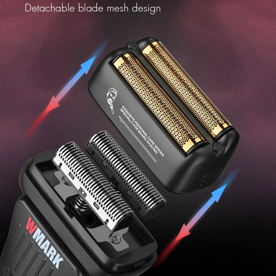 WMARK NG-7982 Professional Hair Trimmer for Man 9000RPM Titanium Coated Floating Double Blade Mesh Men's Shaver Equipped Blades