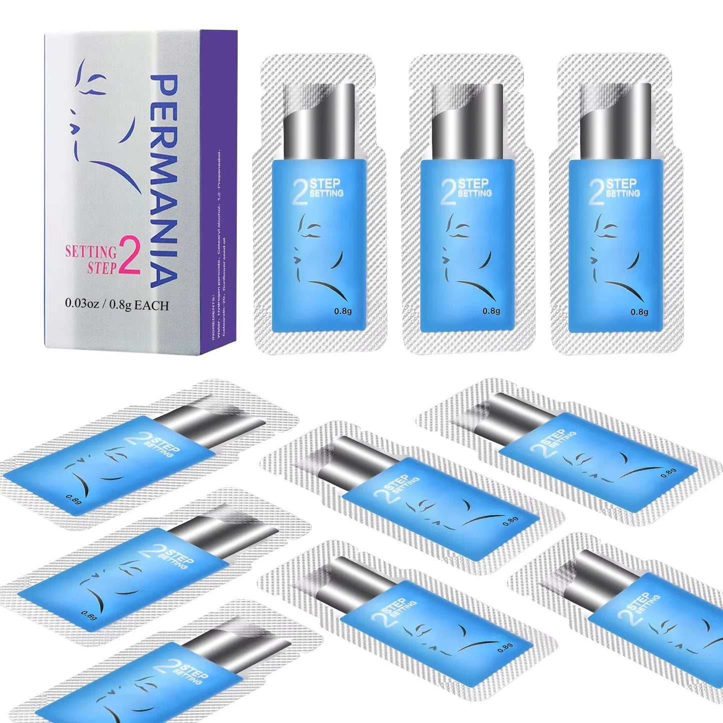 PERMANIA Korea 10 Pcs/Lot 5-8 Mins Lash Lift Eyelash Perm Kit Sachet Number #1#2#3 Setting Lotion Curling Perming Makeup Tool