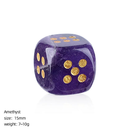 6pc 1.5cm Natural stone amethyst dice Agate tiger eye stone particle Guess the number of points gift good new wholesale