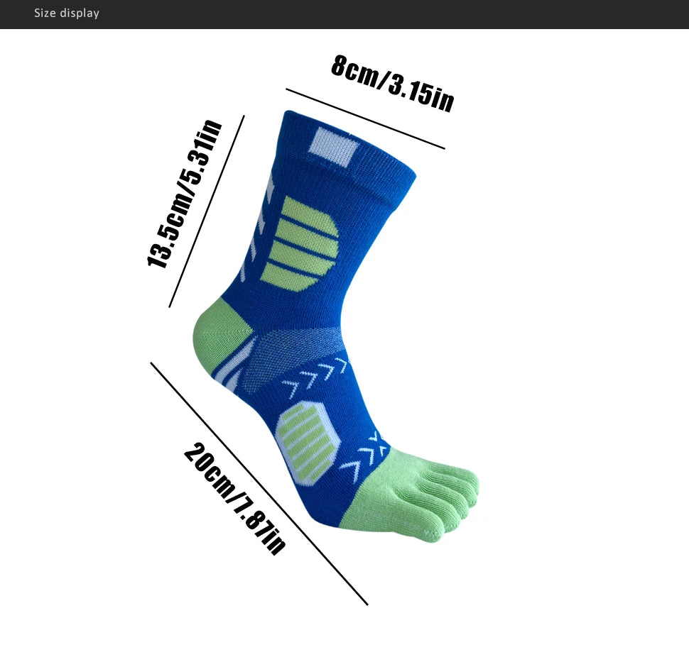 5 Pairs Sport Toe Socks Compression Pure Cotton Sweat-Absorbing Colorful Bike Marathon Fitness Outdoor Basketball 5 Finger Socks