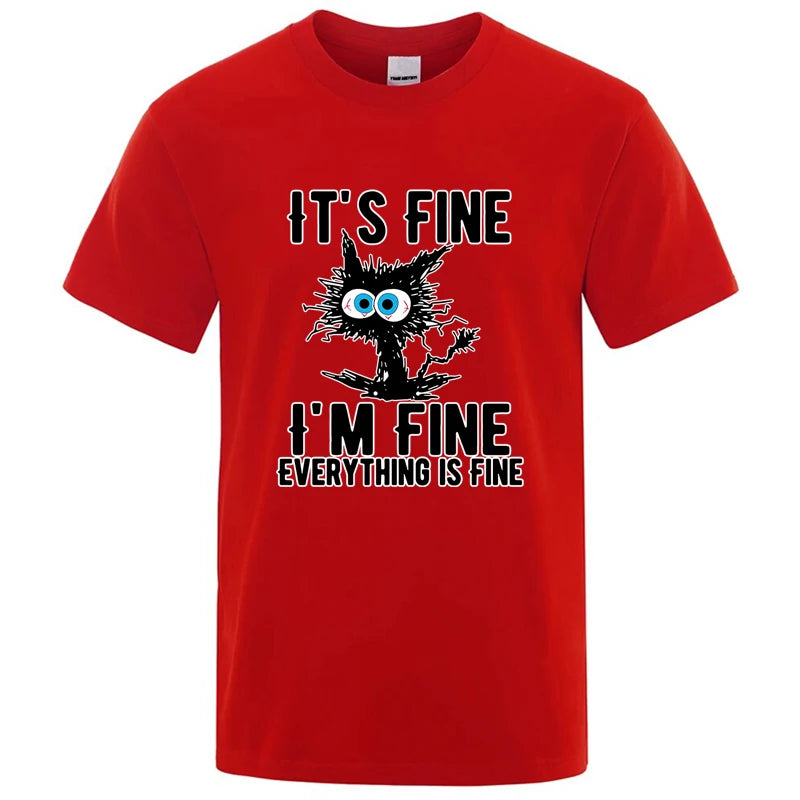 Men's High Quality T-shirt Cotton Blend Funny Cool Cat Printed T-shirt Casual Men Short Sleeve T-shirt for Men T-Shirt Male Top