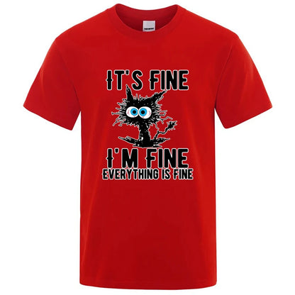 Men's High Quality T-shirt Cotton Blend Funny Cool Cat Printed T-shirt Casual Men Short Sleeve T-shirt for Men T-Shirt Male Top