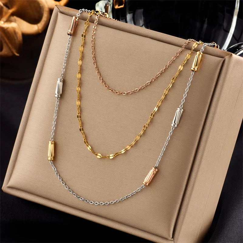 XIYANIKE 316L Stainless Steel Necklace for Women Gold Color New Trends Exquisite Chic Charming Birthday Fashion Jewelry Collier