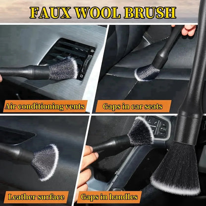Car Detailing Brushes Kit Automotive Interior Dust Washing Brush Vehicle Microfiber Sweeping Brush Car Wheel Hole Cleaning Tools