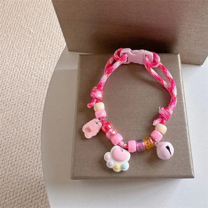 Fashion Colorful Pet Braided with Bells Cat Neck Chain Adjustable Cat Puppy Collar Chihuahua