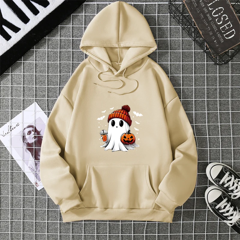 Women's Fashion Tops Casual O-neck Halloween Print Long Sleeve Loose Pullover Shirts, Creative Halloween Theme Printed Hoodie