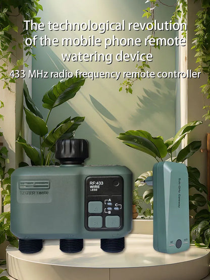 3 Zone Water Timer with, Tuya Wifi+RF433, Featuring IPX5 Waterproof, Rain Delay, Intelligent Irrigation, Suitable for the Garden