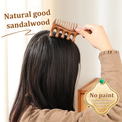 1Pcs Golden Silk Sandalwood Narrow Dual-purpose Comb Care Scalp Comb Gua Sha Meridian Dredging Hairdressing Tool