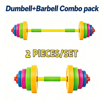 Kids Adjustable Weight Lifting Dumbbell Barbell Set Fitness Exercise Toy Indoor Outdoor Training Activity Play Equipment
