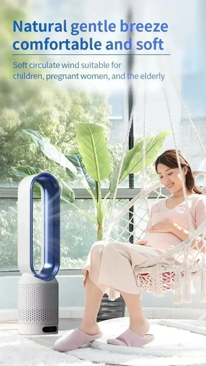 Cooling & Heating Bladeless Fan  Timer Remote Control 8 Wind Speed Home Silent Air Conditioner Heater LED Display