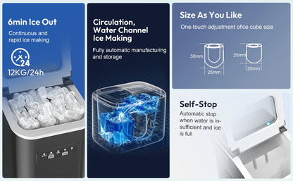 Loefme Electric Ice Maker Professional Ice Cube Maker Portable Automatic Cleaning Bullet Round Ice Block Making Machine Home Bar