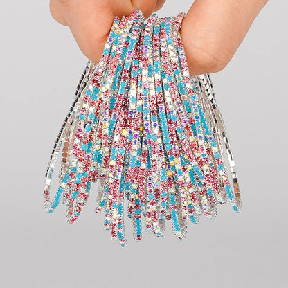 5pcs Fashion Colorful Acrylic Crystal Rhinestone Elastic Bracelet For Women Stretch Wristband Wedding Bracelets Daily Jewelry