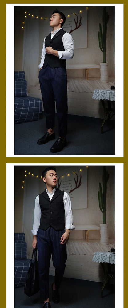 POT&CRAFTSMAN gurkha men's vintage denim denim pants Europe and the United States Slim Western pants Tibetan nine-minute pants