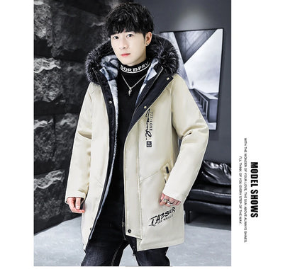 Winter Men's Long Down Jacket Fashion Male Thermal Parkas Coats Casual Men Classic Fur Collar Warm Padded Jackets Clothing 5XL