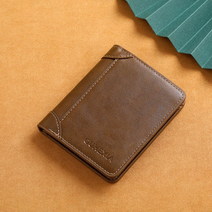 PU Leather RFID Wallet Men Slim Vertical Wallets Black Thin Short ID Credit Card Holder Minimalist Men's Brown Money Bag