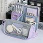 Washable Pencil Case Organizer, Large Capacity Multi Compartment Mesh Pocket Storage Bag for School Office Travel, Unisex Gift