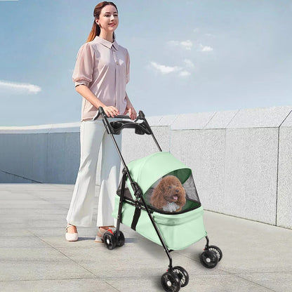 2-in-1 Folding Dog and Cat Stroller/Puppy Cart with Removable Bassinet, Pet Travel Stroller for Dogs Up to 10 kg, Steel, 50 x 70 x 95 cm