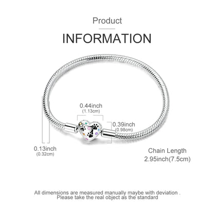 Original 925 Sterling Silver Charm Bracelets Heart Clip Bead Snake Chain Bracelet Fit Charms Beads Diy For Woman Fine Jewelry