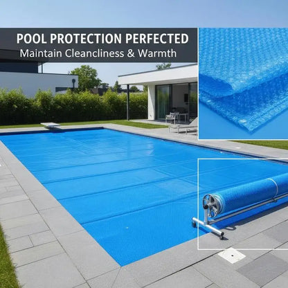 Rectangular Pool Cover 732×366cm Blue PE Leaf & Debris Protector for Above/In-Ground Swimming Pool W/ Tie-Downs Summer Winter