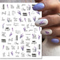 3d Nail Art Decals Elegant White RoyalBlue Roses Flowers Adhesive Sliders Nail Stickers Decoration For Nail Manicure