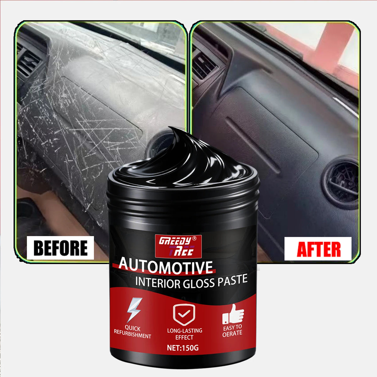 Automotive Plastic Restorer Whitening Cream - All-in-One Dashboard, Tire Seat Restorer, Polish For Car Interior Gloss Upholstery