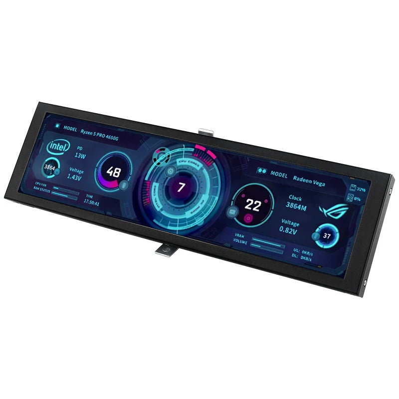 TURZX 8.8 Inch USB Secondary Screen Type-C Desktop Extended Display TF Card Play 1920*480 IPS LCD CPU RAM GPU Monitor NO AIDA64
