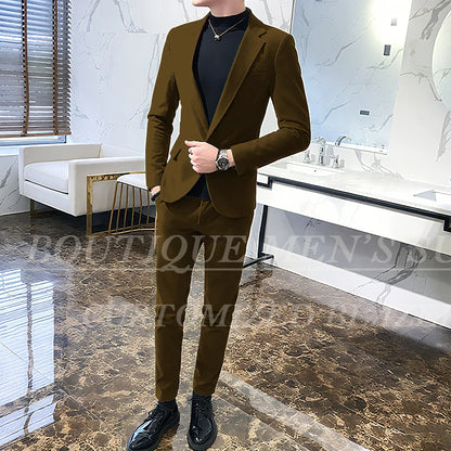 Mens Suits Wine Red Black Green Suits For Man Groom Wedding Velvet Tuxedo Velour Blazer Jackets Pants 2 Piece Costume Homme New