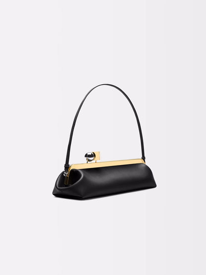 Long Clutch Bag with Removable Shoulder Strap, Women's Fashionable Baguette Bag, Luxury Designer Clip Handbag Purses for Ladies