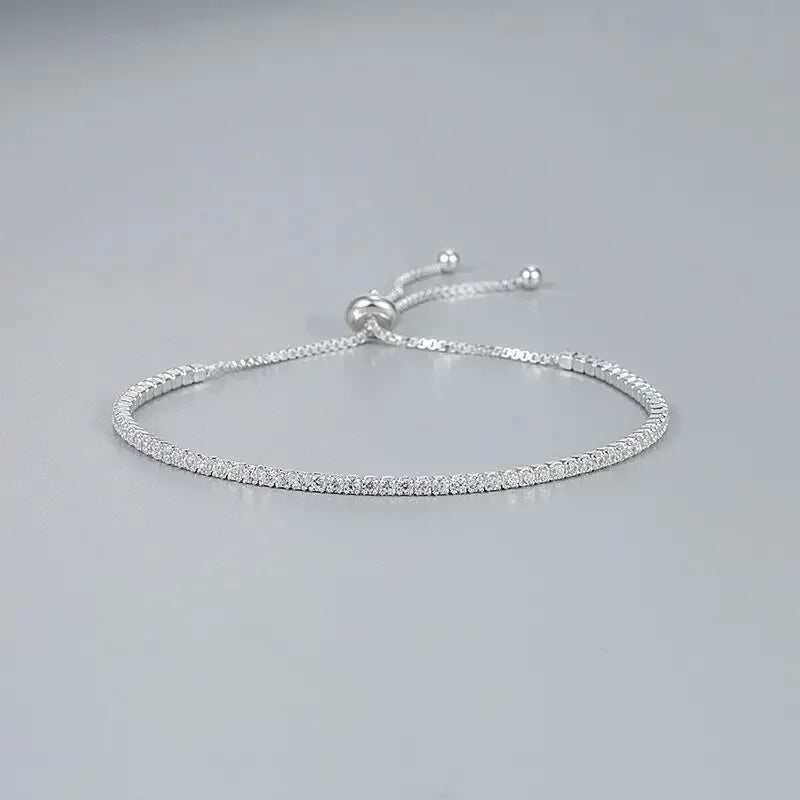 Fine 925 Sterling Silver Bracelet Elegant Zircon Tennis Crystal Chain for Women lady Fashion Noble Engagement Wedding Glam